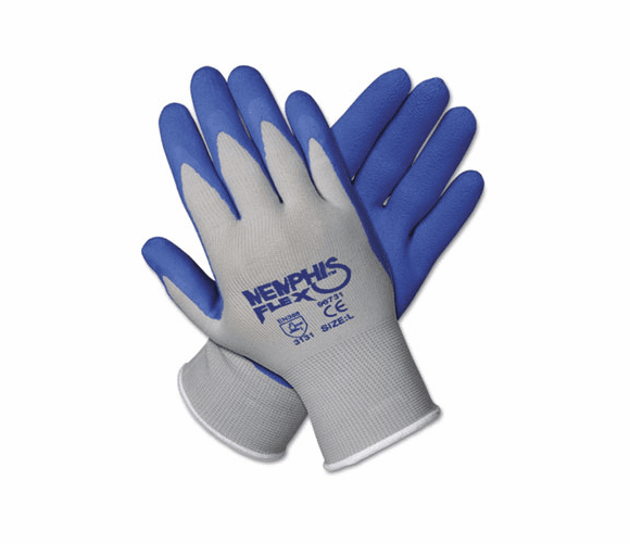 CRW96731M Memphis Flex Seamless Nylon Knit Gloves, Medium, Blue/Gray, 1 Pair By MCR SAFETY