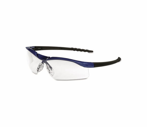 CRWDL310AF Dallas Wraparound Safety Glasses, Metallic Blue Frame, Clear AntiFog Lens By MCR SAFETY