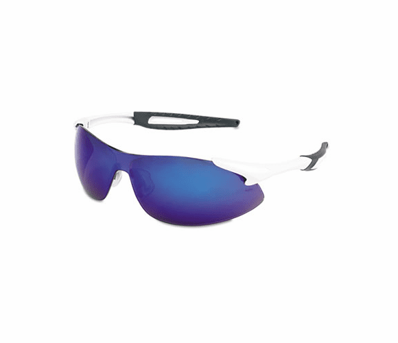 CRWIA138B Inertia Safety Glasses, White Frame, Blue Diamond Mirror Lens, One Size By MCR SAFETY