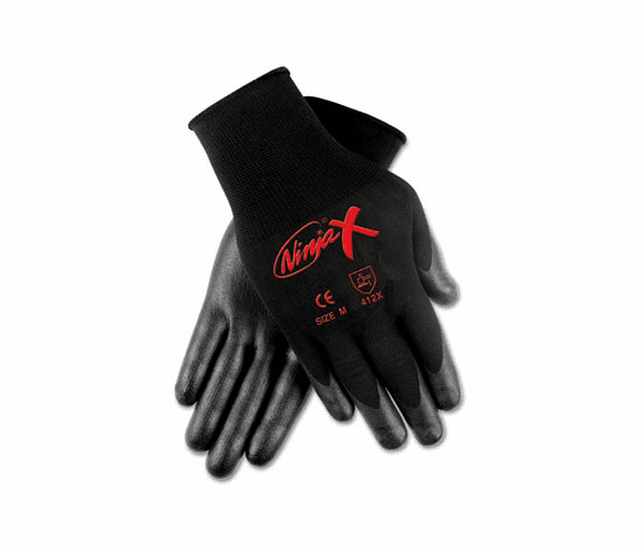 CRWN9674L Ninja X Bi-Polymer Coated Gloves, Large, Black By MCR SAFETY