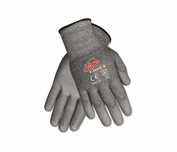 CRWN9677M Ninja Force Polyurethane Coated Gloves, Medium, Gray By MCR SAFETY