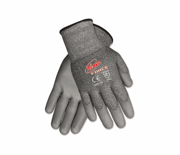 CRWN9677S Ninja Force Polyurethane Coated Gloves, Small, Gray By MCR SAFETY