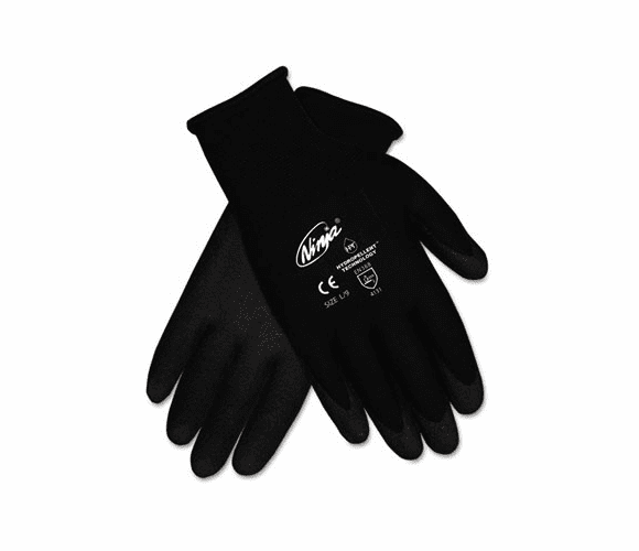 CRWN9699L Ninja HPT PVC coated Nylon Gloves, Large, Black By MCR SAFETY