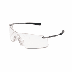 CRWT4110AF Rubicon Frameless Safety Glasses, Silver Metal Temples, Clear Lens By MCR SAFETY