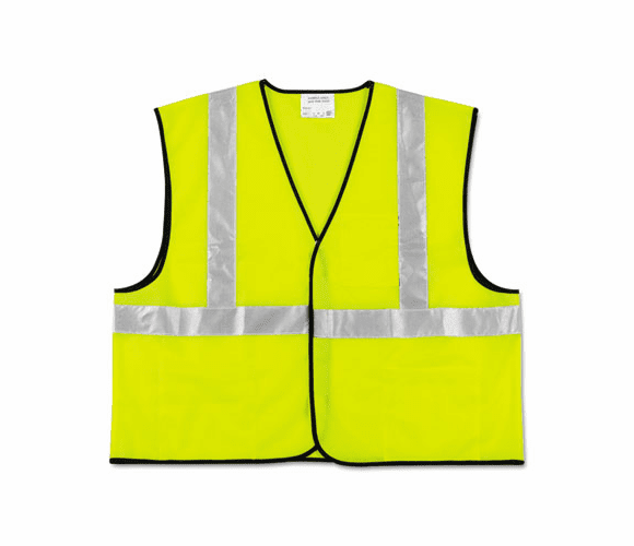 CRWVCL2SLXL2 Class 2 Safety Vest, Fluorescent Lime w/Silver Stripe, Polyester, 2X By MCR SAFETY