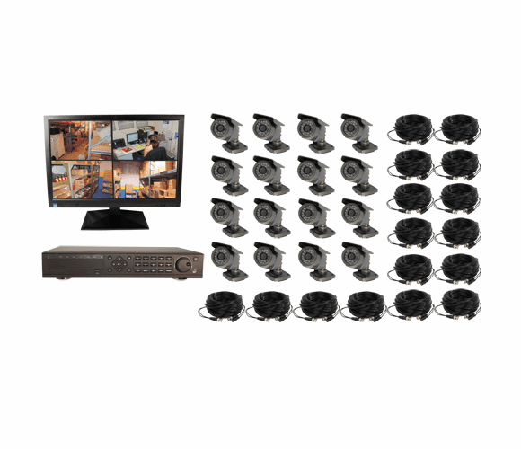 CS-162TB-M 16CH DVR COMPLETE SYSTEM, 2TB HD 16 WIRED CAMERAS WITH MONITOR By Armor