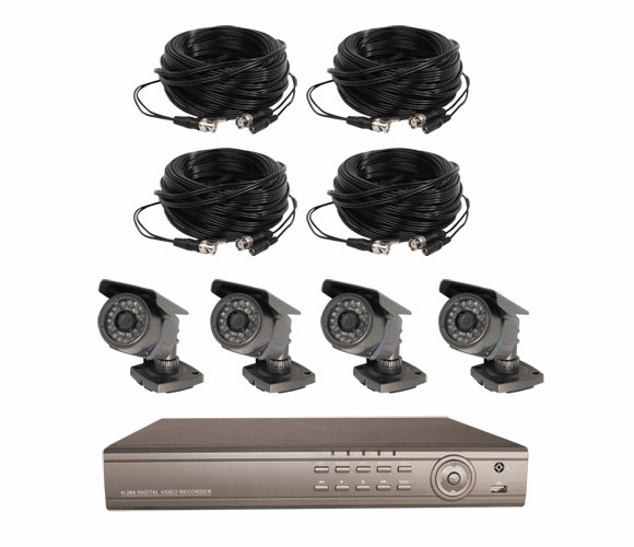 CS-4 4CH DVR COMPLETE SYSTEM, 500GB HD, 4 WIRED CAMERAS, WITHOUT MONITOR By Armor