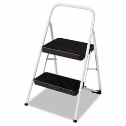 CSC11135CLGG1 Two-Step All Steel Folding Step Stool, 220-lb., 17 3/8w x 18d x 28 1/8h, Gray By COSCO