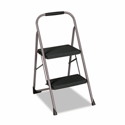 CSC11308PBLD1 Two-Step Big Step Folding Step Stool, 200-lb., 22 4/5 Spread, Platinum/Black By COSCO