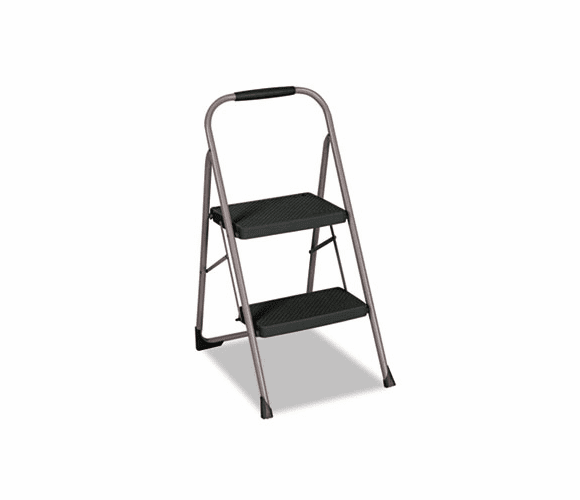 CSC11308PBLD1 Two-Step Big Step Folding Step Stool, 200-lb., 22 4/5 Spread, Platinum/Black By COSCO