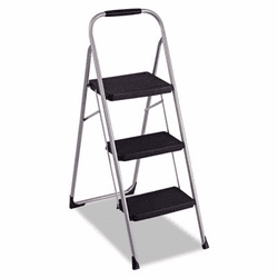 CSC11408PBLD1 Three-Step Big StepTM Folding Step Stool, 200-lb, 17 3/4wx28dx45 5/8h,Platinum By COSCO