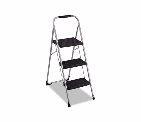 CSC11408PBLD1 Three-Step Big StepTM Folding Step Stool, 200-lb, 17 3/4wx28dx45 5/8h,Platinum By COSCO