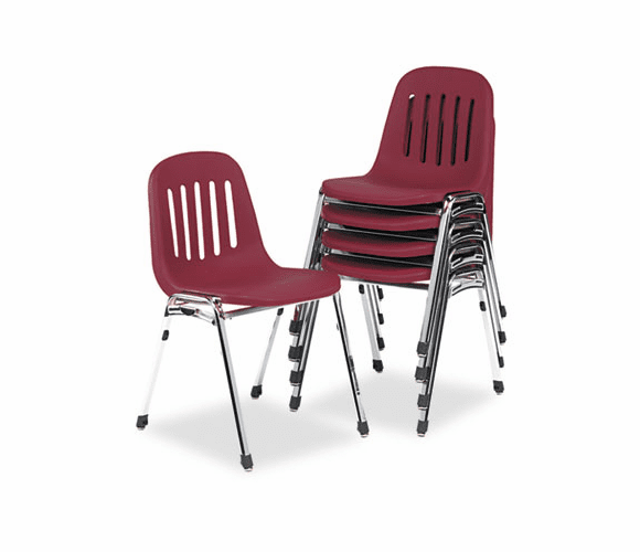 CSC36084BGC5 Graduate Series Commercial Stack Chairs, Burgundy/Deluxe Chrome, 5/Carton By COSCO
