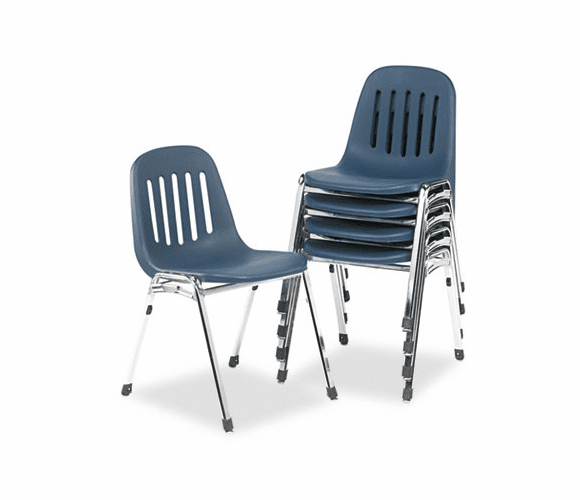 CSC36084NVC5 Graduate Series Commercial Stack Chairs, Navy/Deluxe Chrome, 5/Carton By COSCO