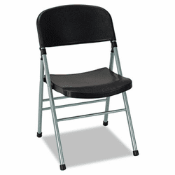 CSC36869PLB4 Endura Molded Folding Chair, Platinum Frame/Black Back/Seat, 4/Carton By COSCO