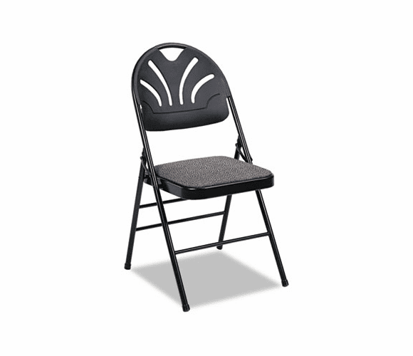CSC36875KNB4 Fabric Padded Seat/Molded Fan Back Folding Chair, Kinnear Black, 4/Carton By COSCO
