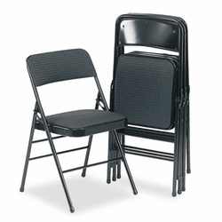 CSC36885CVB4 Deluxe Fabric Padded Seat & Back Folding Chairs, Cavallaro Black, 4/Carton By COSCO