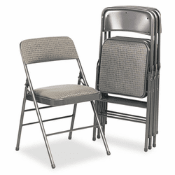 CSC36885CVG4 Deluxe Fabric Padded Seat & Back Folding Chairs, Cavallaro Dark Gray, 4/Carton By COSCO