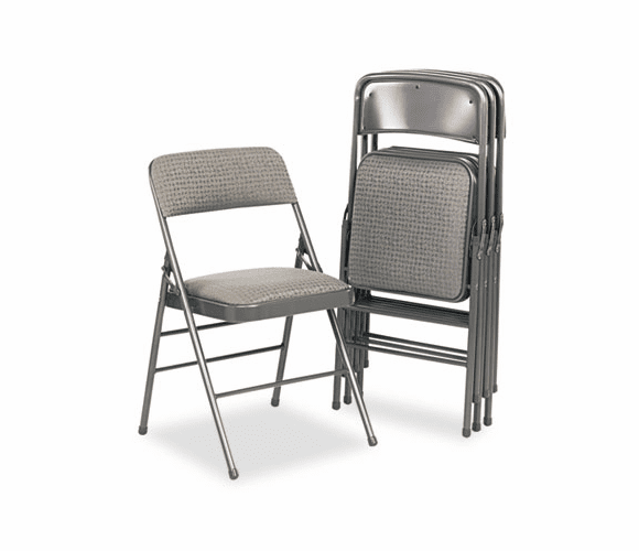 CSC36885CVG4 Deluxe Fabric Padded Seat & Back Folding Chairs, Cavallaro Dark Gray, 4/Carton By COSCO