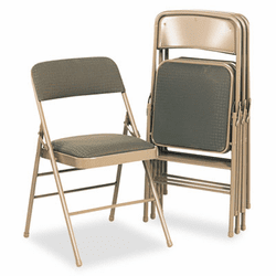 CSC36885CVT4 Deluxe Fabric Padded Seat & Back Folding Chairs, Cavallaro Taupe, 4/Carton By COSCO