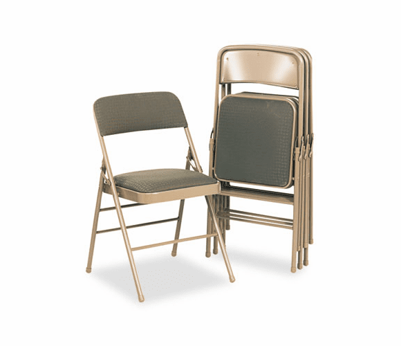 CSC36885CVT4 Deluxe Fabric Padded Seat & Back Folding Chairs, Cavallaro Taupe, 4/Carton By COSCO