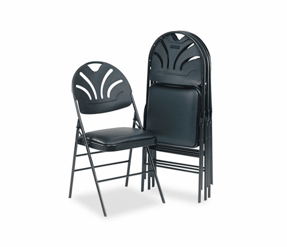 CSC369700054 XL Series Vinyl Padded Seat/ Molded Fan BackFolding Chair, Black, 4/Carton By COSCO