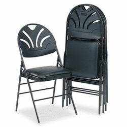 CSC369700054 XL Series Vinyl Padded Seat/ Molded Fan BackFolding Chair, Black, 4/Carton By COSCO