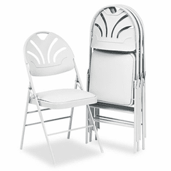 CSC36970CLG4 XL Series Vinyl Padded Seat/ Molded Fan BackFolding Chair, Light Gray, 4/Carton By COSCO