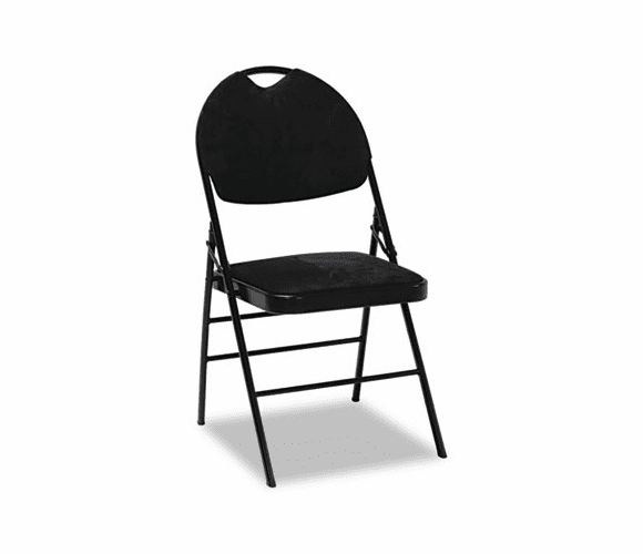 CSC369780054 XL Series Fabric Padded Folding Chair, Black Microsuede / Black Frame, 4/Carton By COSCO