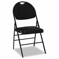 CSC369780054 XL Series Fabric Padded Folding Chair, Black Microsuede / Black Frame, 4/Carton By COSCO