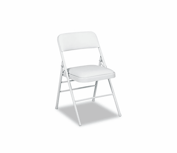 CSC60883CLG4 Deluxe Vinyl Padded Seat & Back Folding Chairs, Light Gray, 4/Carton By COSCO