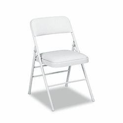 CSC60883CLG4 Deluxe Vinyl Padded Seat & Back Folding Chairs, Light Gray, 4/Carton By COSCO