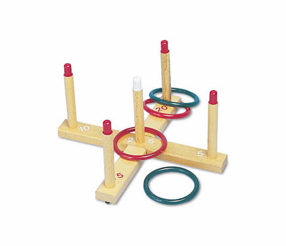 CSIQS1 Ring Toss Set, Plastic/Wood, Assorted Colors, 4 Rings/5 Pegs/Set By CHAMPION SPORT