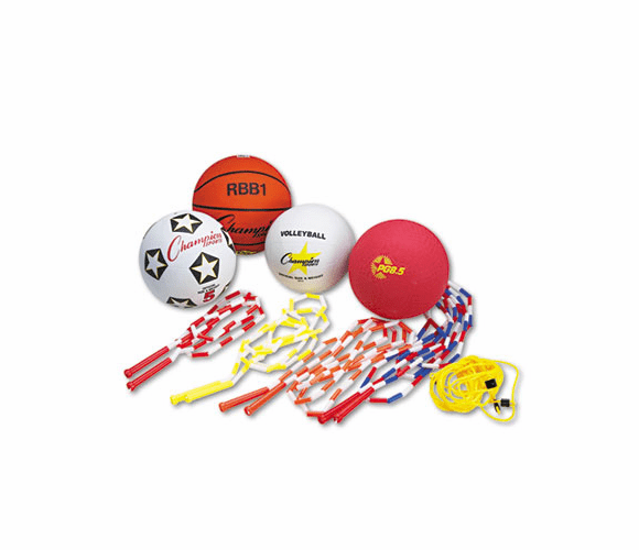 CSIUPGSET2 Physical Education Kit w/Seven Balls, 14 Jump Ropes, Assorted Colors By CHAMPION SPORT