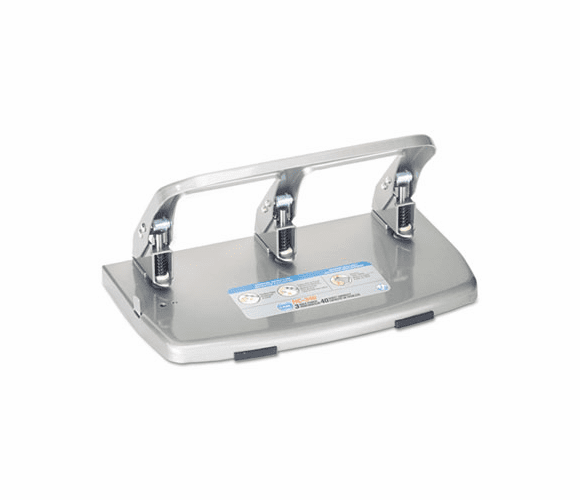 CUI63040 40-Sheet HC-340 Heavy-Duty Three-Hole Punch, 9/32" Holes, Silver By CARL MFG. USA INC.