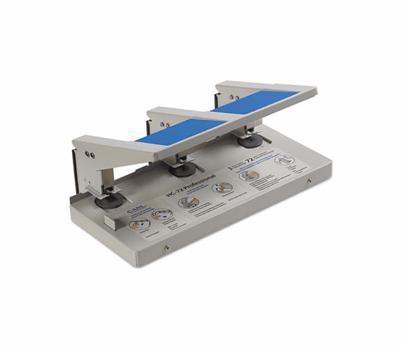 CUI63072 72-Sheet HC-72 Heavy-Duty Three-Hole Punch, 9/32" Holes, Blue/Gray By CARL MFG. USA INC.