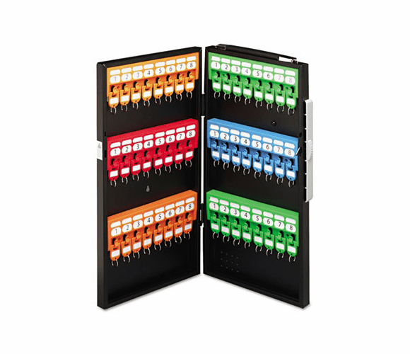 CUI80048 Locking Key Cabinet, 48-Key, Steel, Black, 11 1/2 x 3 x 21 1/4 By CARL MFG. USA INC.