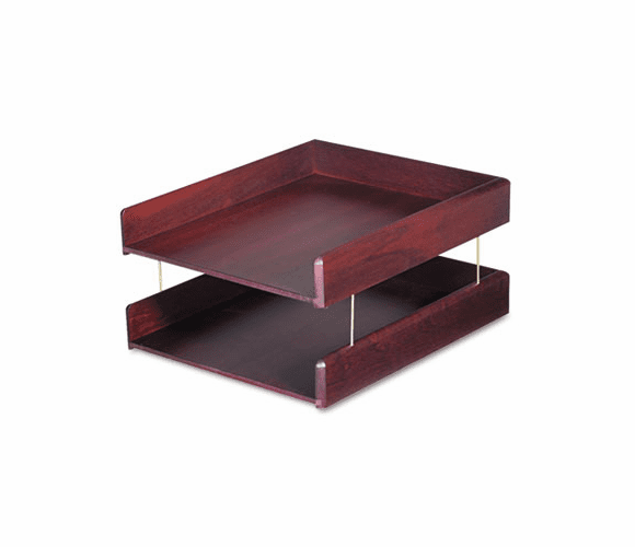 CVR02213 Hardwood Double Letter Desk Tray, Two Tier, Mahogany By ADVANTUS CORPORATION