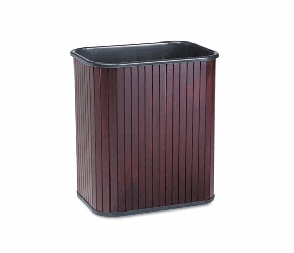 CVR09853 Rectangular Hardwood Wastebasket, 17 qt, Mahogany Stain/Black Liner By ADVANTUS CORPORATION