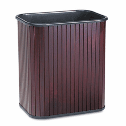 CVR09853 Rectangular Hardwood Wastebasket, 17 qt, Mahogany Stain/Black Liner By ADVANTUS CORPORATION