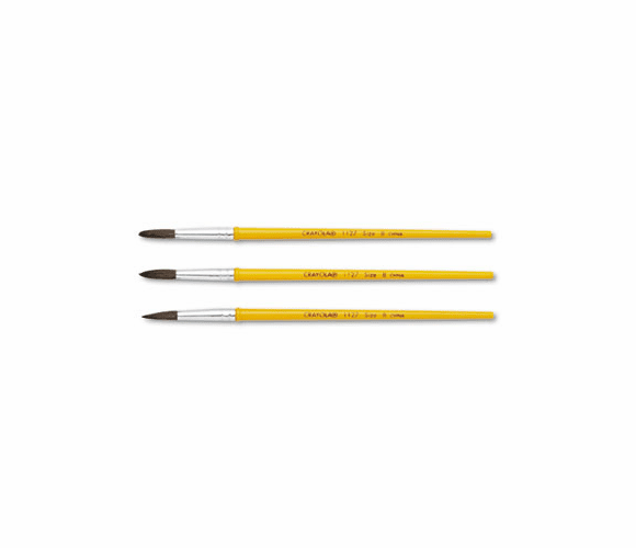 CYO051127008 Watercolor Brush Set, Size 8, Camel Hair Blend, Round, 3/Pack By BINNEY & SMITH / CRAYOLA