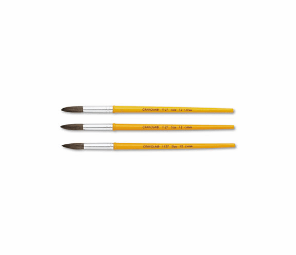 CYO051127012 Watercolor Brush Set, Size 12, Camel Hair Blend, Round, 3/Pack By BINNEY & SMITH / CRAYOLA