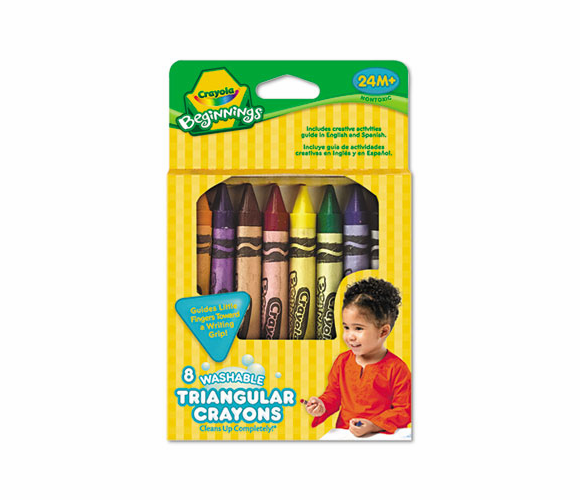 CYO52008T Beginnings Washable Triangular Crayons, Wax, 8/Box By BINNEY & SMITH / CRAYOLA