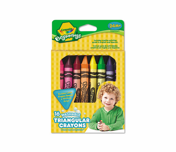 CYO52016T Beginnings Washable Triangular Crayons, Wax, 16/Box By BINNEY & SMITH / CRAYOLA