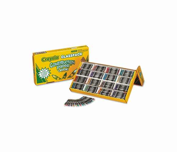 CYO521617 Construction Paper Crayons, Wax, 25 Sets of 16 Colors, 400/Box By BINNEY & SMITH / CRAYOLA