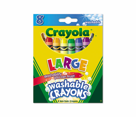 CYO523280 Washable Crayons, Large, 8 Colors/Box By BINNEY & SMITH / CRAYOLA