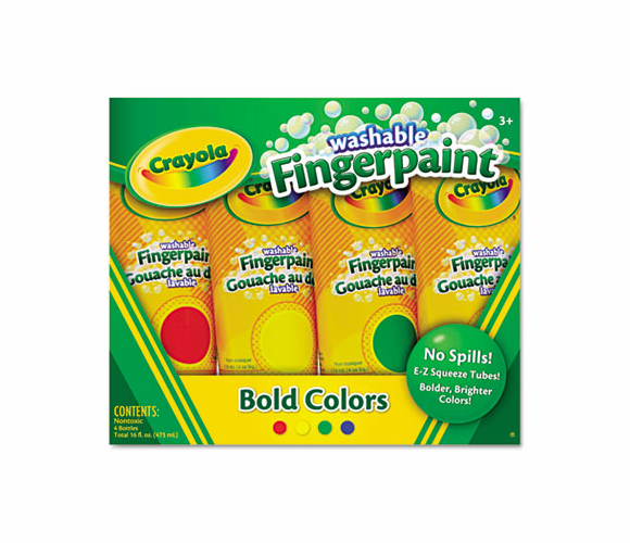 CYO550011 Washable Fingerpaint Pack, 4 Assorted Colors, 5 oz, 4/Pack By BINNEY & SMITH / CRAYOLA