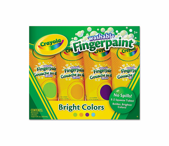 CYO550012 Washable Fingerpaint Pack,4 Assorted Colors, 5 oz, 4/Pack By BINNEY & SMITH / CRAYOLA