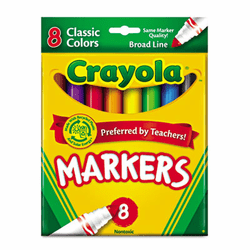 CYO587708 Non-Washable Markers, Broad Point, Classic Colors, 8/Set By BINNEY & SMITH / CRAYOLA