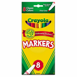 CYO587709 Non-Washable Markers, Fine Point, Classic Colors, 8/Set By BINNEY & SMITH / CRAYOLA
